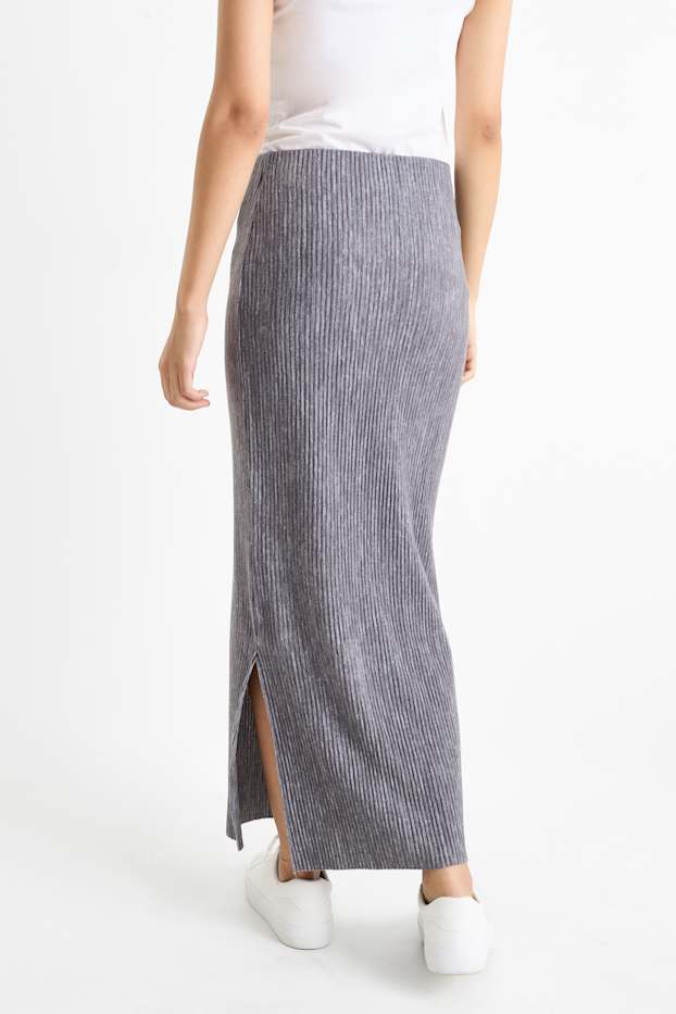Dona - Faldilla de tub de punt - acanalada - gris