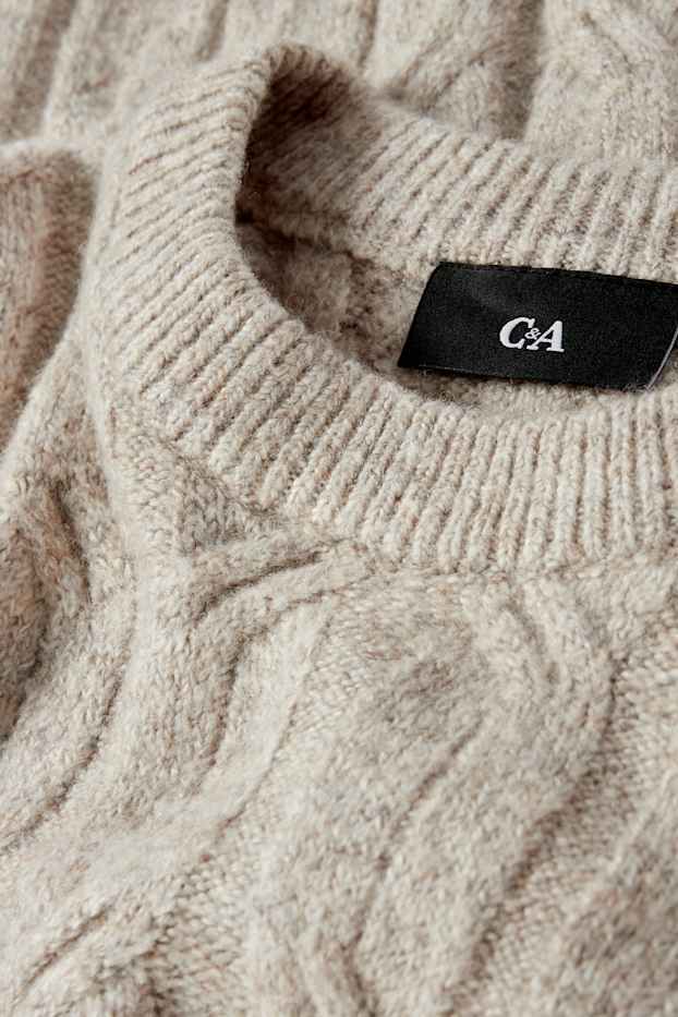 Herren - Pullover - Zopfmuster - hellbeige