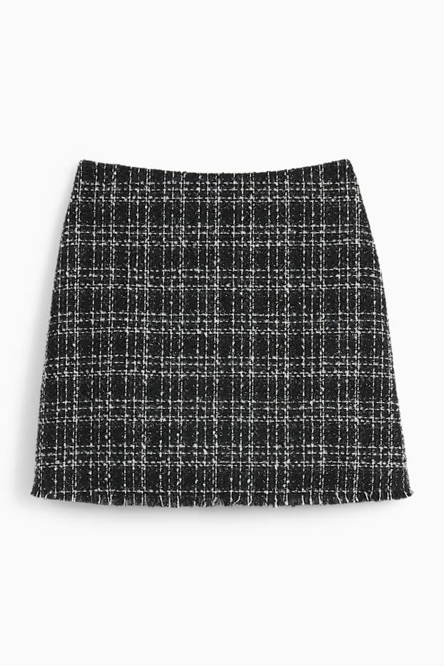 Women - Miniskirt - check - black