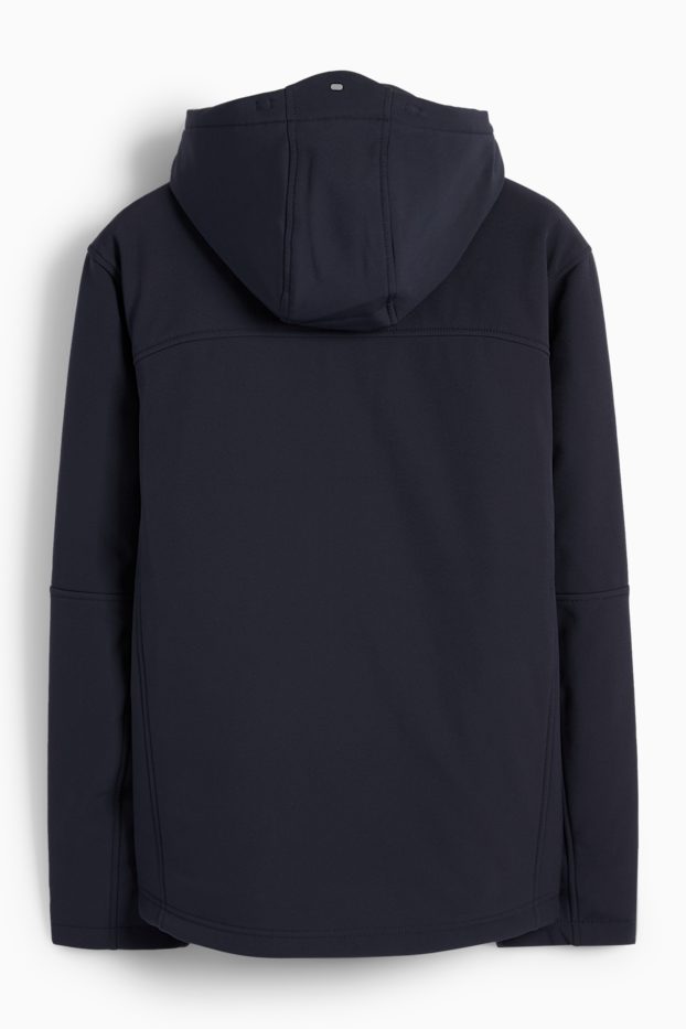 Heren - Softshelljas met capuchon - 4 Way Stretch - waterafstotend - donkerblauw
