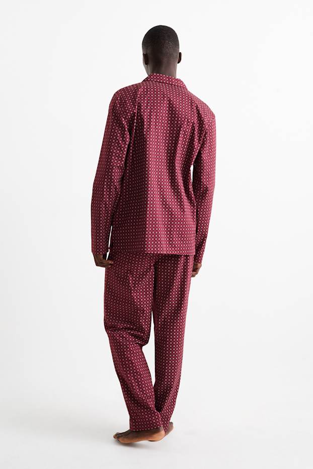 Hommes - Pyjama - à motif - rouge foncé