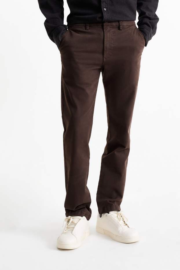 Hommes - Chino - slim fit - Flex - marron foncé