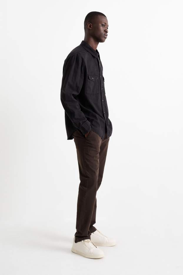 Hommes - Chino - slim fit - Flex - marron foncé