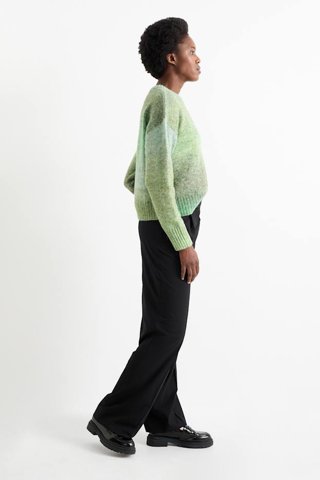 Dames - Pantalon - high waist - wide leg - zwart