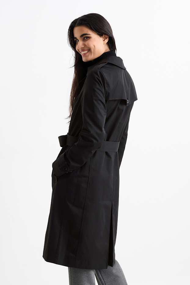 Damen - Trenchcoat - wasserabweisend - schwarz