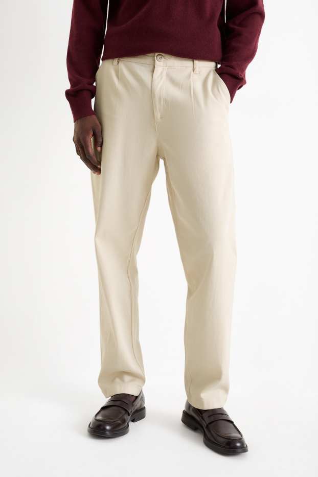 Hommes - Chino - tapered fit - beige clair