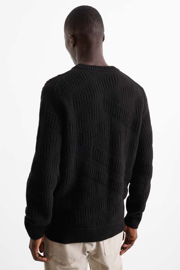 Home - Jersei - mescla de llana - texturat - negre