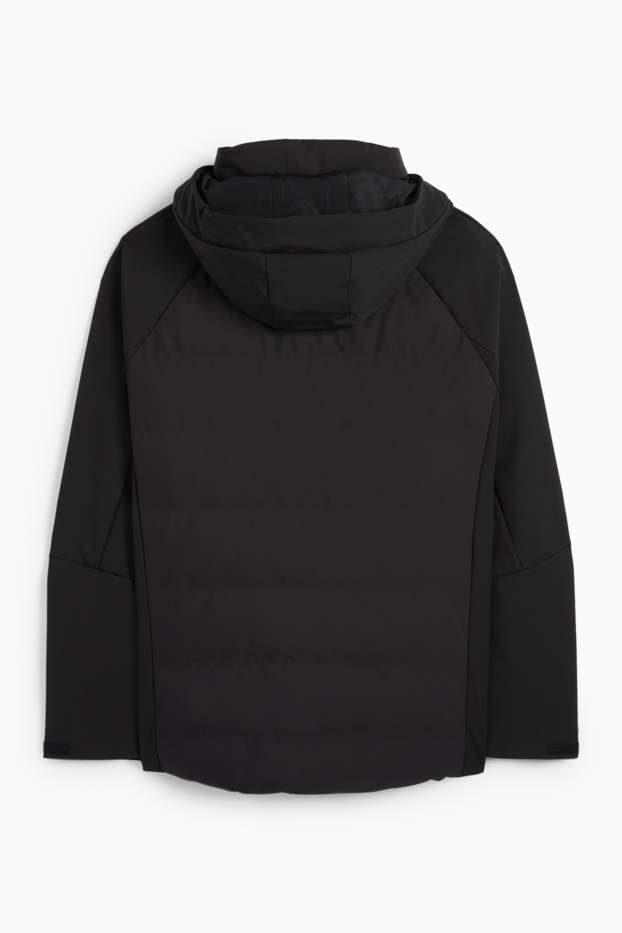 Men - Quilted jacket with hood - water-repellent - black