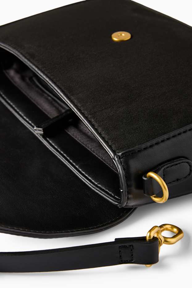 Damen - Schultertasche mit abnehmbarem Taschengurt - Lederimitat - schwarz