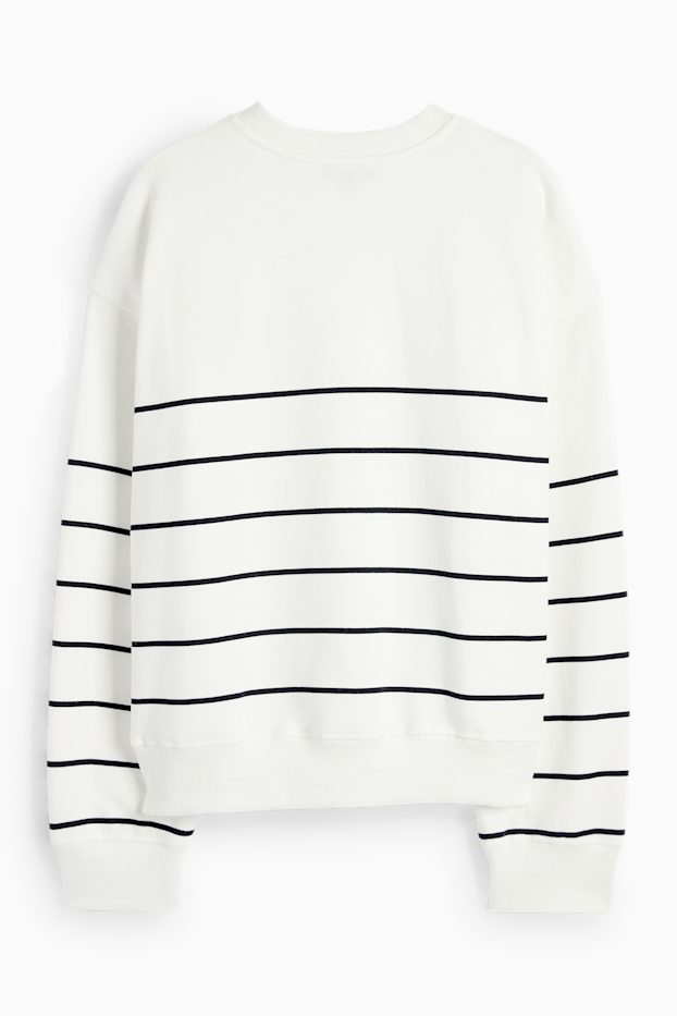 Damen - Sweatshirt - gestreift - weiß