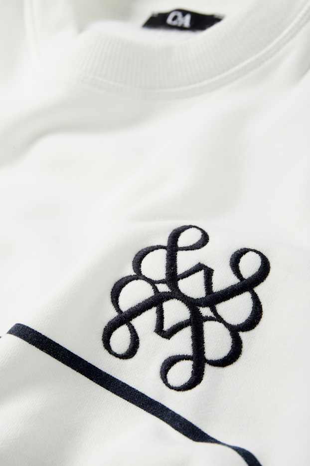 Damen - Sweatshirt - gestreift - weiß