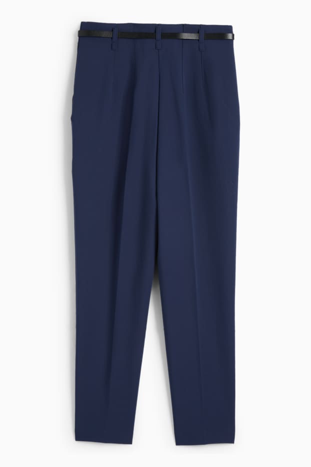 Donna - Pantaloni di stoffa con cintura - vita alta - tapered fit - blu scuro