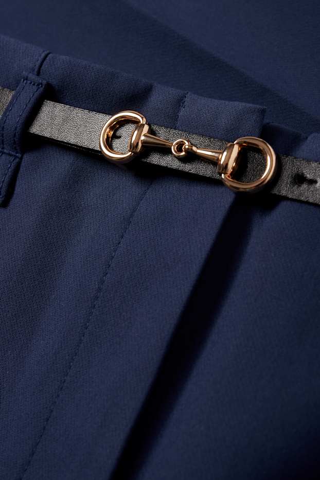 Donna - Pantaloni di stoffa con cintura - vita alta - tapered fit - blu scuro