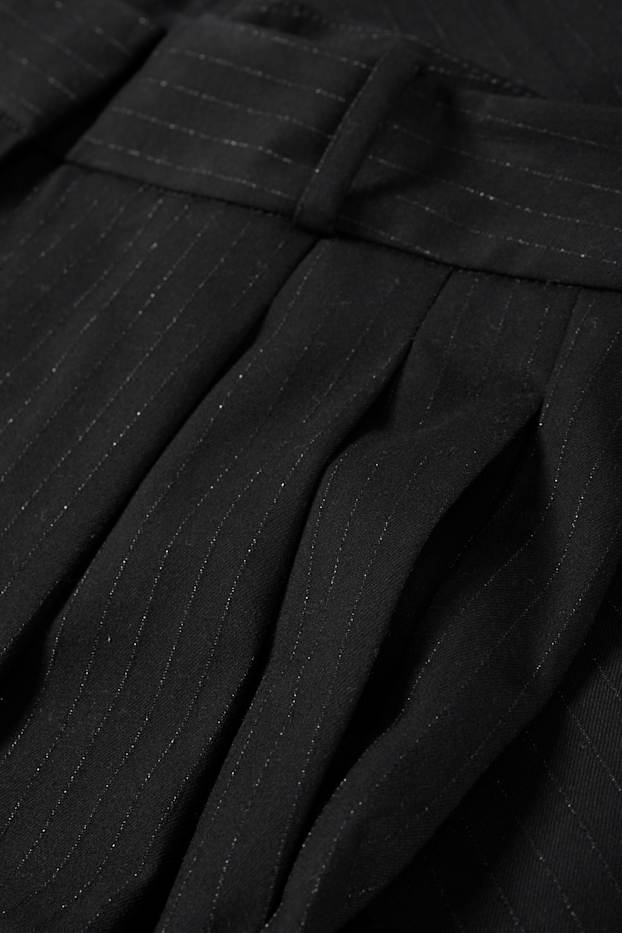 Women - Business trousers - high waist - wide leg - pinstripes - black
