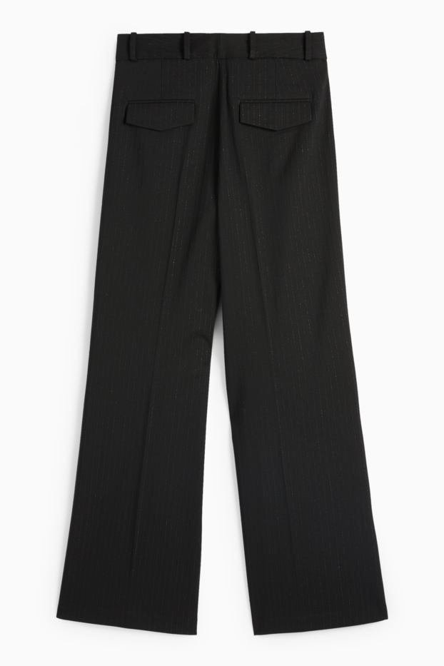 Women - Business trousers - high waist - wide leg - pinstripes - black