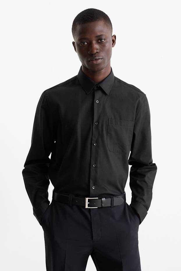 Home - Camisa formal - regular fit - Kent - fàcil de planxar - negre