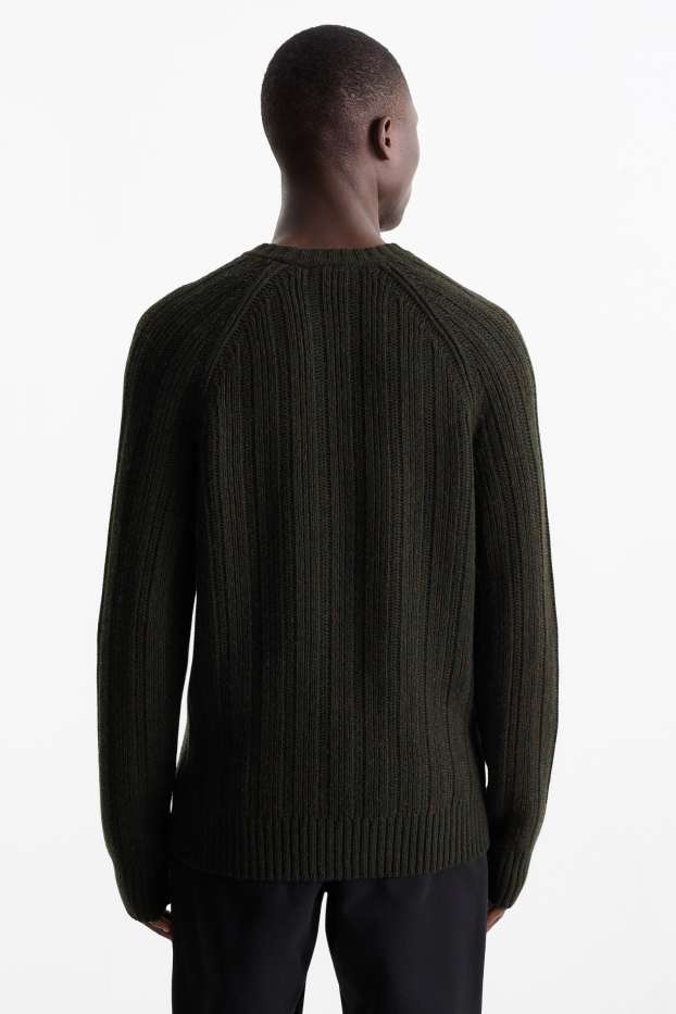 Herren - Pullover mit Kaschmir-Anteil - gerippt - schwarz