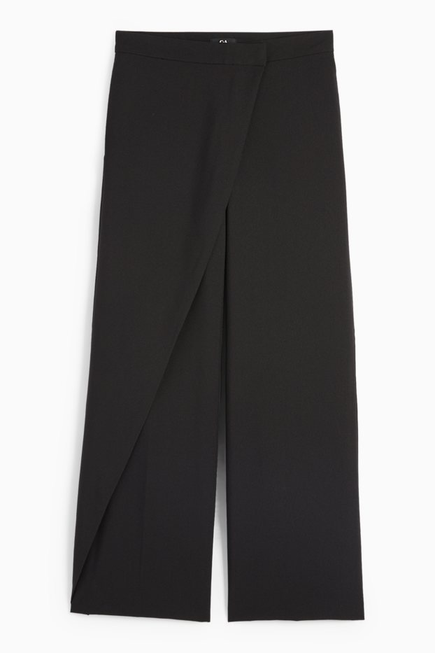 Dona - Pantalons de tela - high waist - wide leg - negre