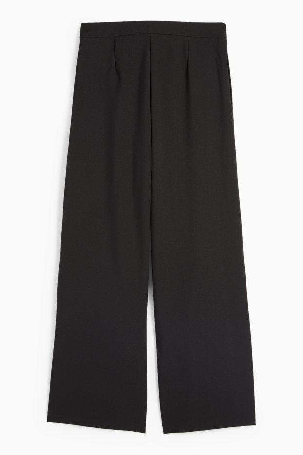 Dona - Pantalons de tela - high waist - wide leg - negre