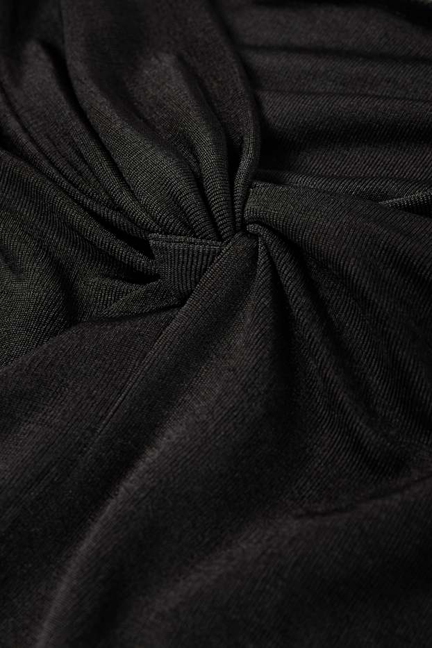 Femei - Tricou cu mânecă lungă cu nod - negru