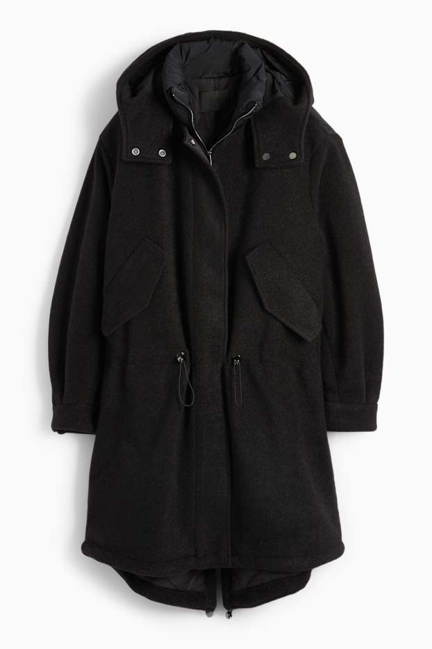 Damen - Parka mit Kapuze - schwarz