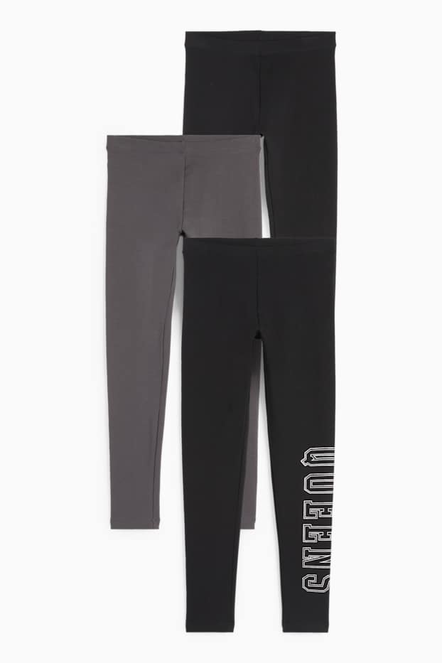 Bambine - Confezione da 3 - leggings termici - Queens - nero