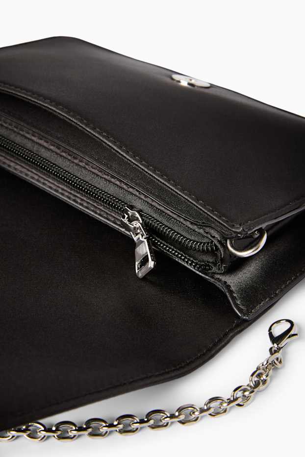 Femmes - Sac à bandoulière avec bandoulière amovible et pierres de strass - noir