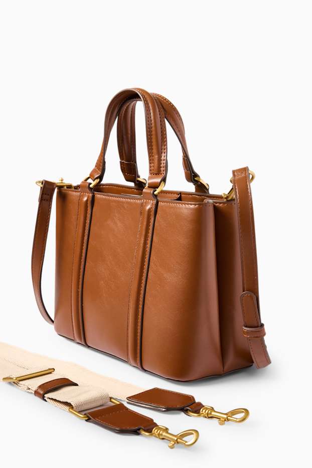 Donna - Borsa a tracolla con spallaccio staccabile - similpelle - marrone