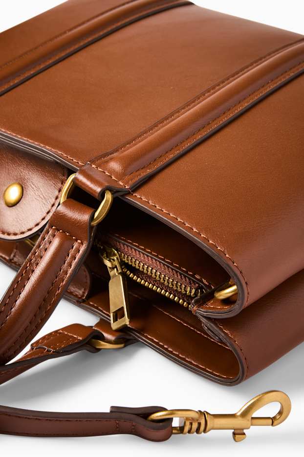 Donna - Borsa a tracolla con spallaccio staccabile - similpelle - marrone