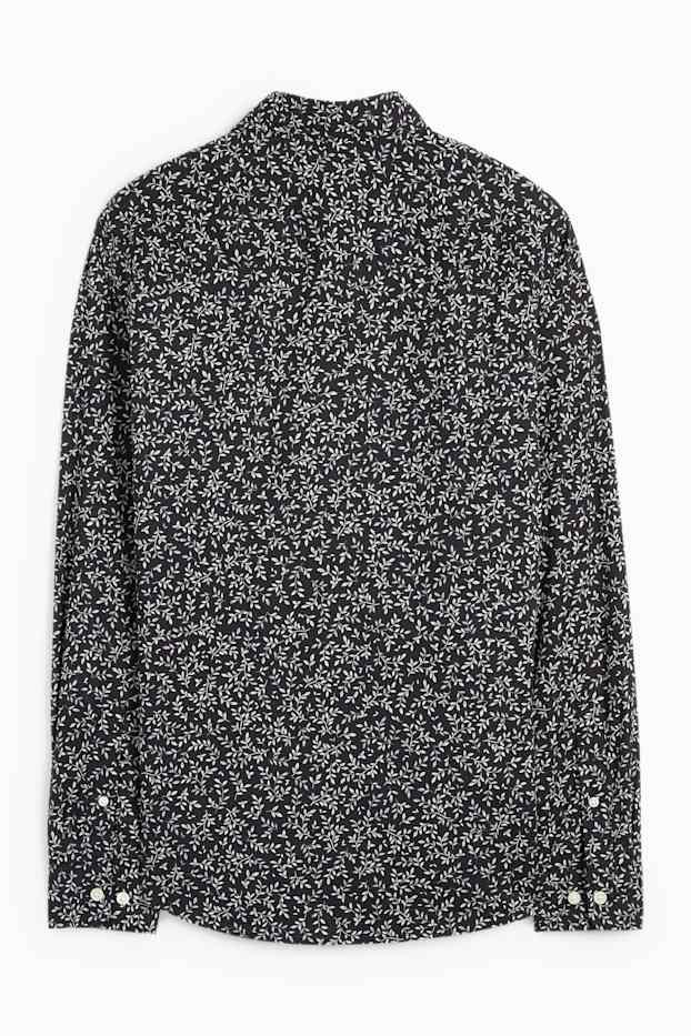 Uomo - Camicia - regular fit - collo all'italiana - fantasia - nero