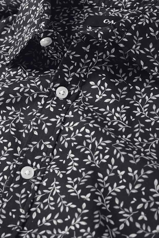 Uomo - Camicia - regular fit - collo all'italiana - fantasia - nero