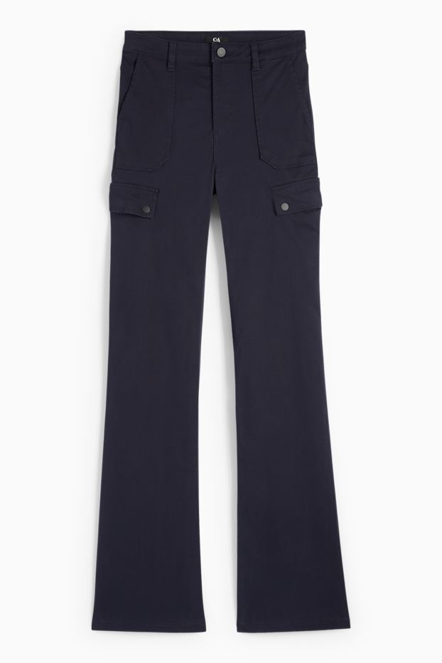 Dona - Pantalons de tela - high waist - bootcut fit - blau fosc