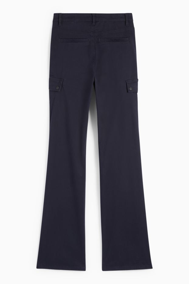 Dona - Pantalons de tela - high waist - bootcut fit - blau fosc