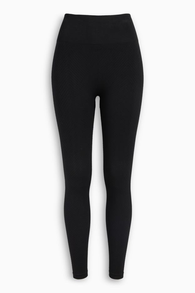 Damen - Funktions-Leggings - seamless - strukturiert - UV-Schutz - schwarz
