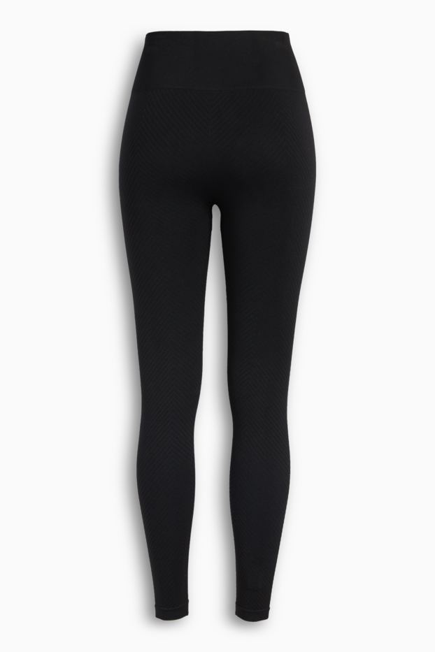 Damen - Funktions-Leggings - seamless - strukturiert - UV-Schutz - schwarz
