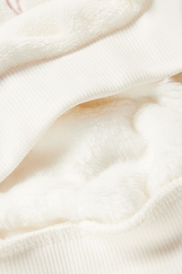 Enfants filles - Licorne - ensemble - sweat et moufles - deux pièces - blanc crème