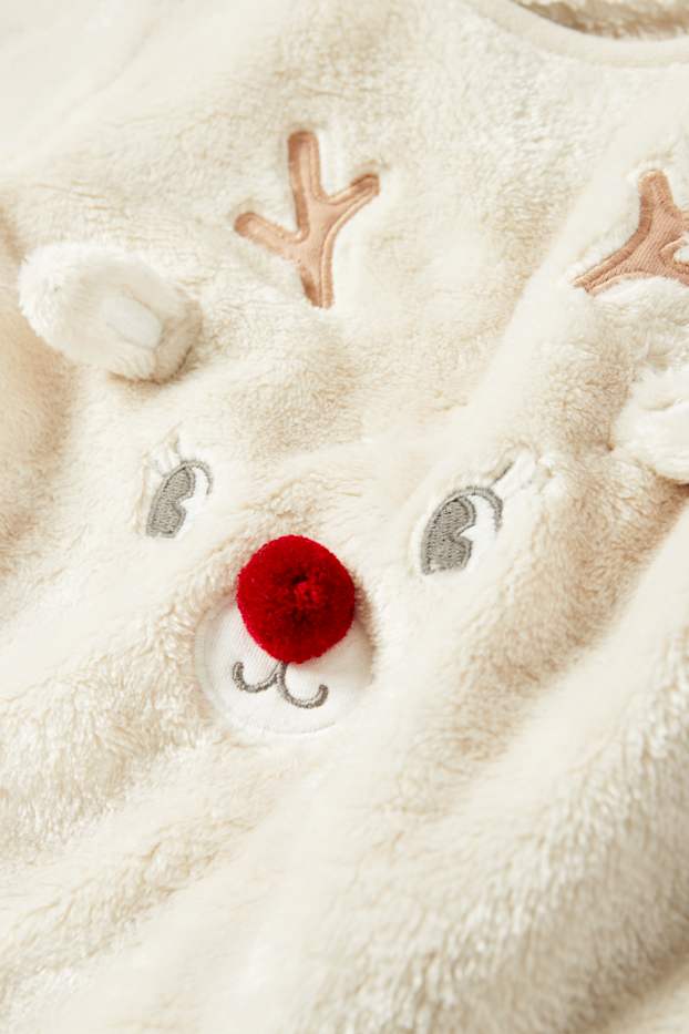 Baby: meisjes - Rendier Rudolf - baby-sweatshirt voor de kerst - beige