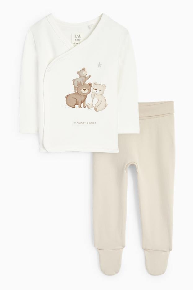 Unisex - Orsetto - completo per neonati - 2 pezzi - bianco crema