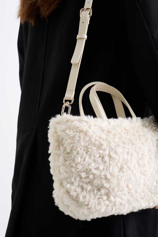 Dames - Kleine shopper met afneembare draagriem - licht beige