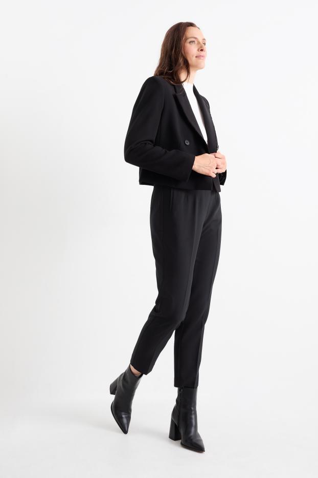 Donna - Pantaloni - vita alta - tapered fit - nero