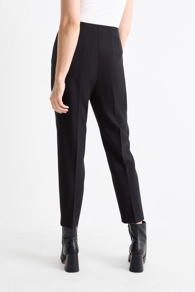 Donna - Pantaloni - vita alta - tapered fit - nero