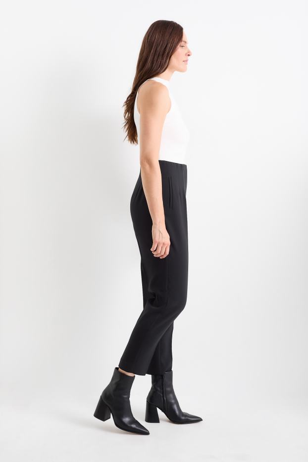Donna - Pantaloni - vita alta - tapered fit - nero