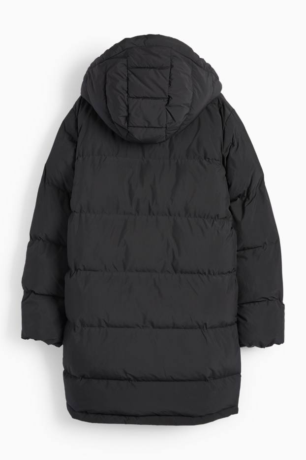 Donna - Cappotto trapuntato con cappuccio - impermeabile - nero