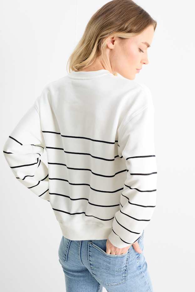 Damen - Sweatshirt - gestreift - weiß