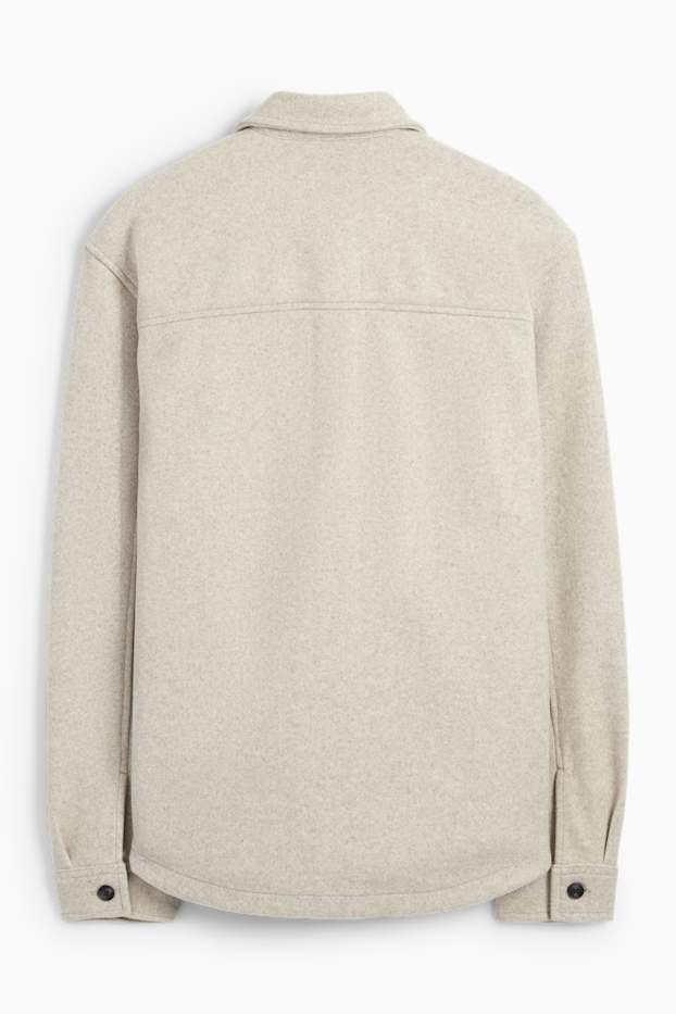 Uomo - Giacca camicia - relaxed fit - collo all'italiana - beige chiaro