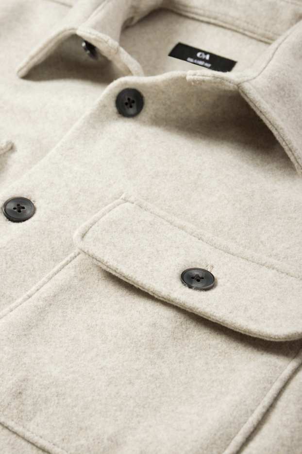 Uomo - Giacca camicia - relaxed fit - collo all'italiana - beige chiaro