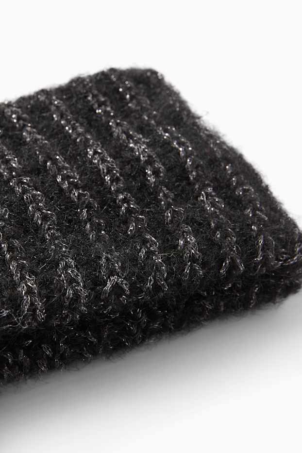 Damen - Stirnband - gerippt - schwarz