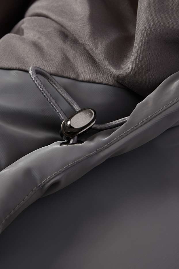 Damen - Steppjacke mit Kapuze - dunkelgrau