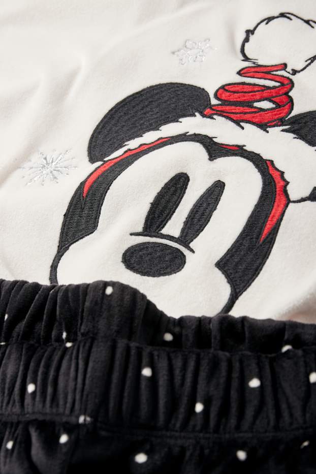 Dames - Winterpyjama voor kerst - Mickey Mouse - crème wit