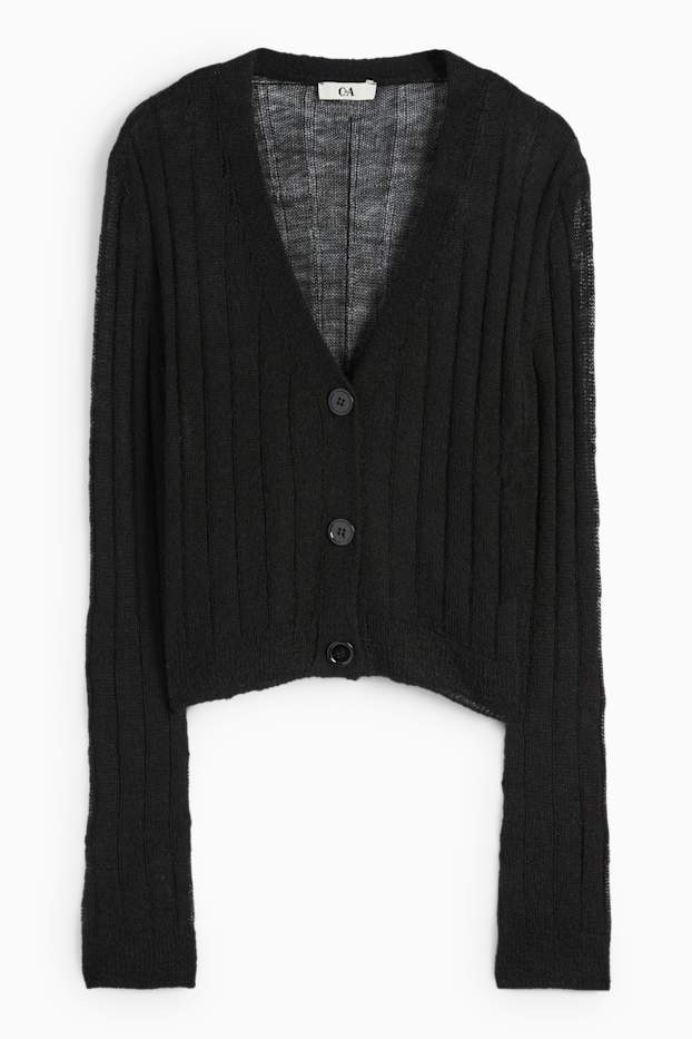 Dames - Kort vest - geribd - zwart